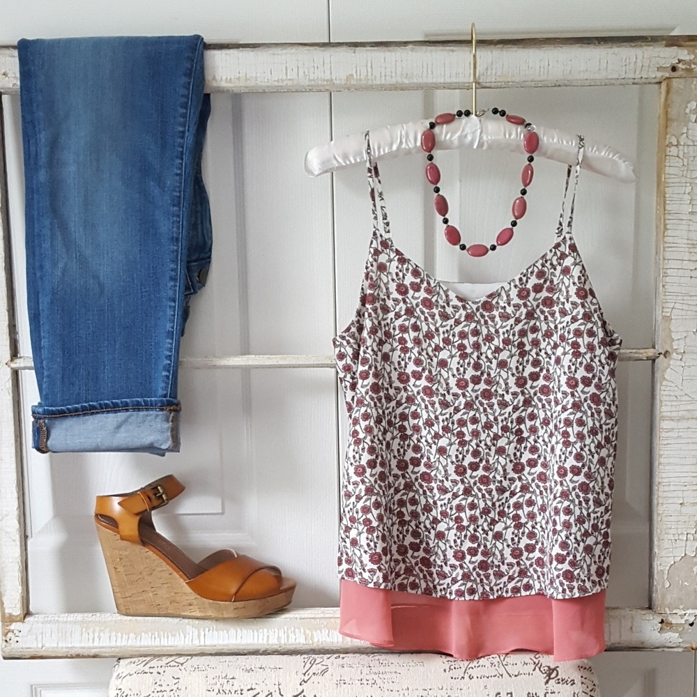 LOFT Pink Floral Tank