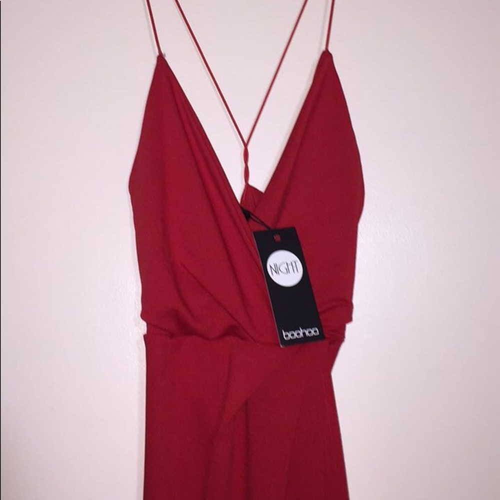 Red slit dress from BOOHOO