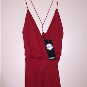 Red slit dress from BOOHOO