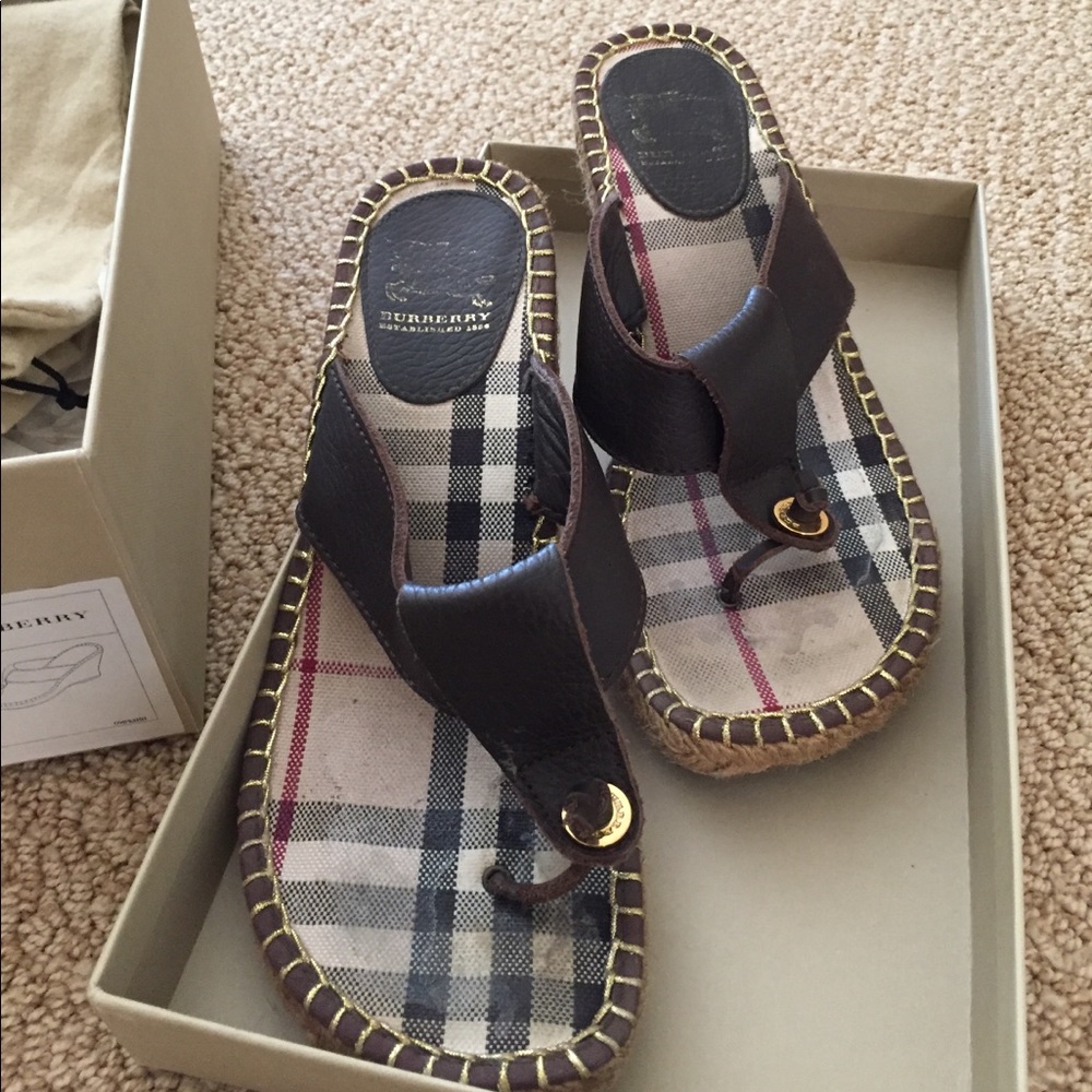Burberry Brown Leather Wedges