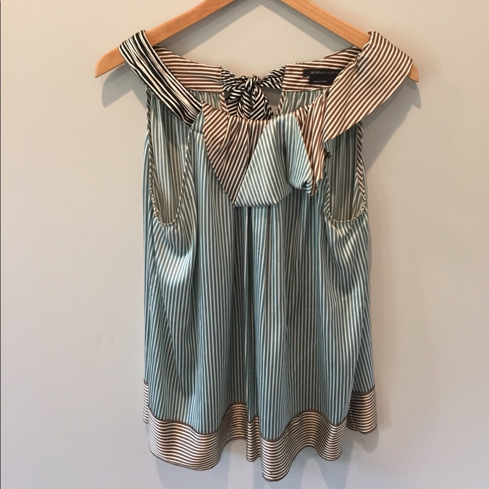 Asymmetrical striped BCBG top