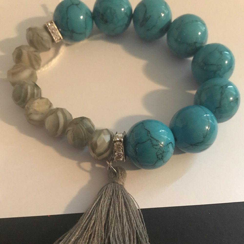 Blue fancy tassel bracelet