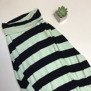 GAP mint and navy striped maxi