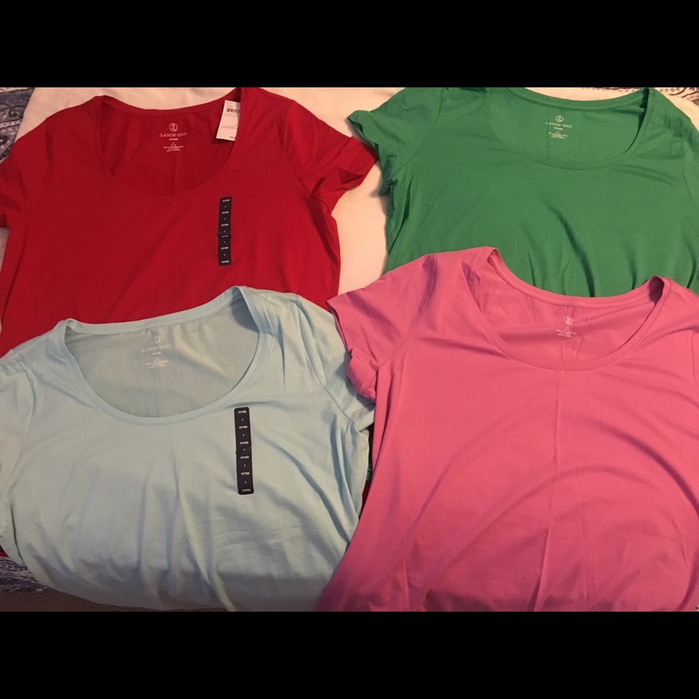 2 NWT and 2 NWOT Lands End Fitted tshirts