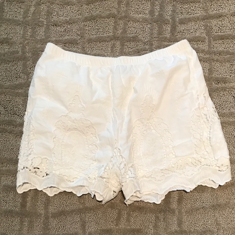 White Cotton Eyelet Shorts