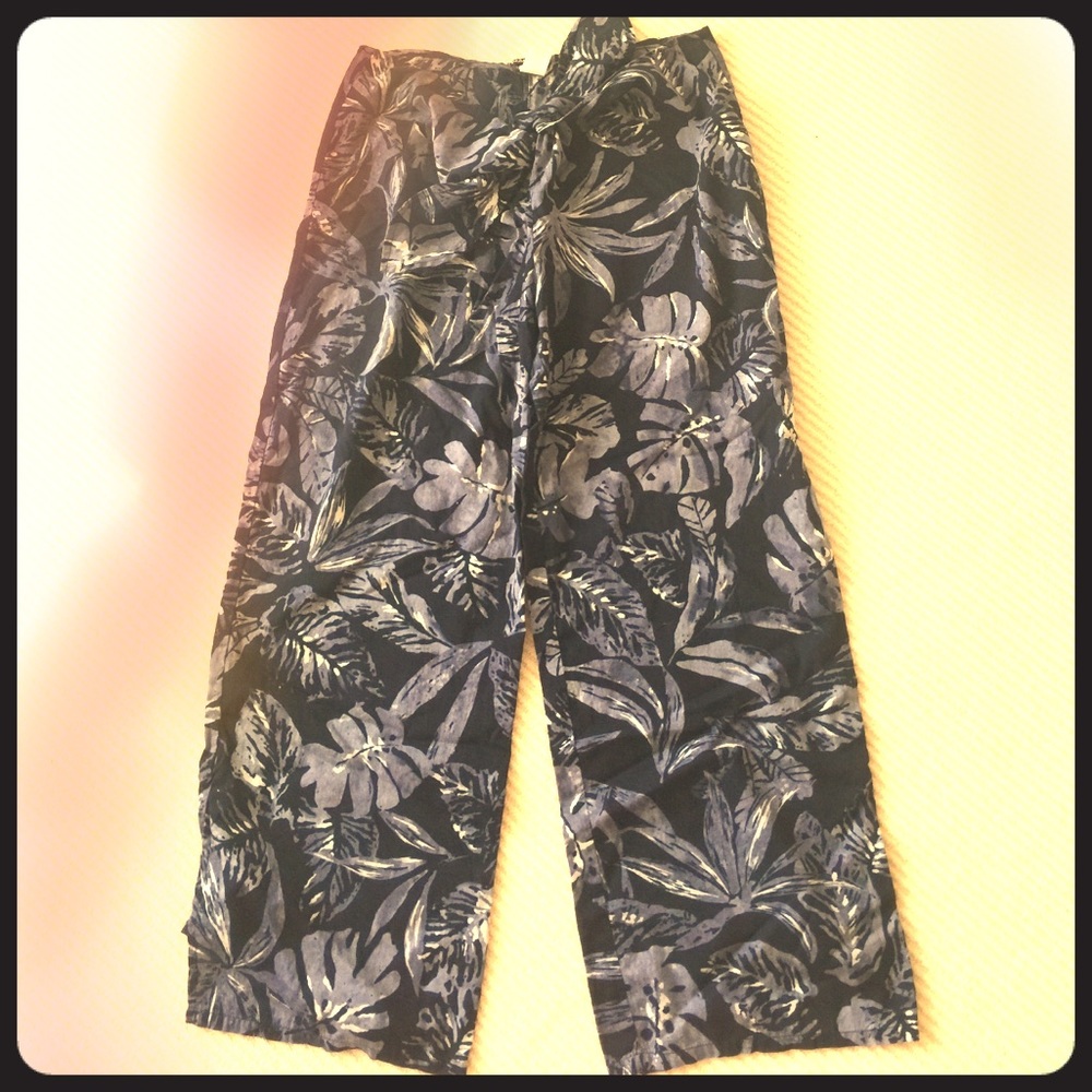 Nautica L tie front navy island pants
