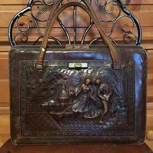 1970s vintage tooled leather bag
