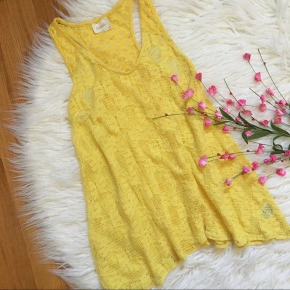 Anthropologie Tops - Deletta poinciana yellow lace crochet racerback