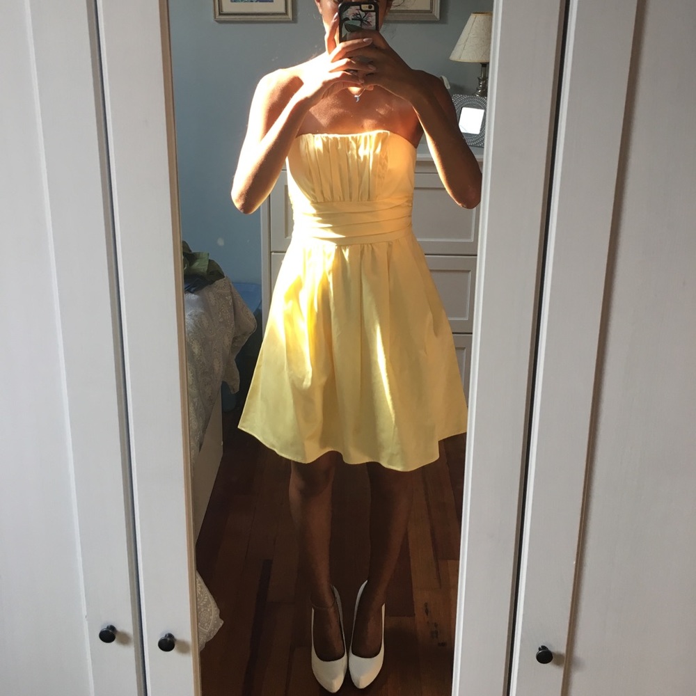 Canary Yellow Strapless Bridal Dress - Picture 1 of 3
