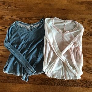 Two ecote Urban Outfitters XS thin thermal shirts