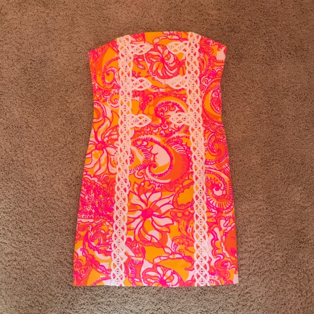 colorful strapless Lilly Pulitzer dress