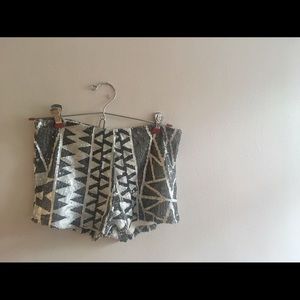 Sequin Pattern high waisted shorts