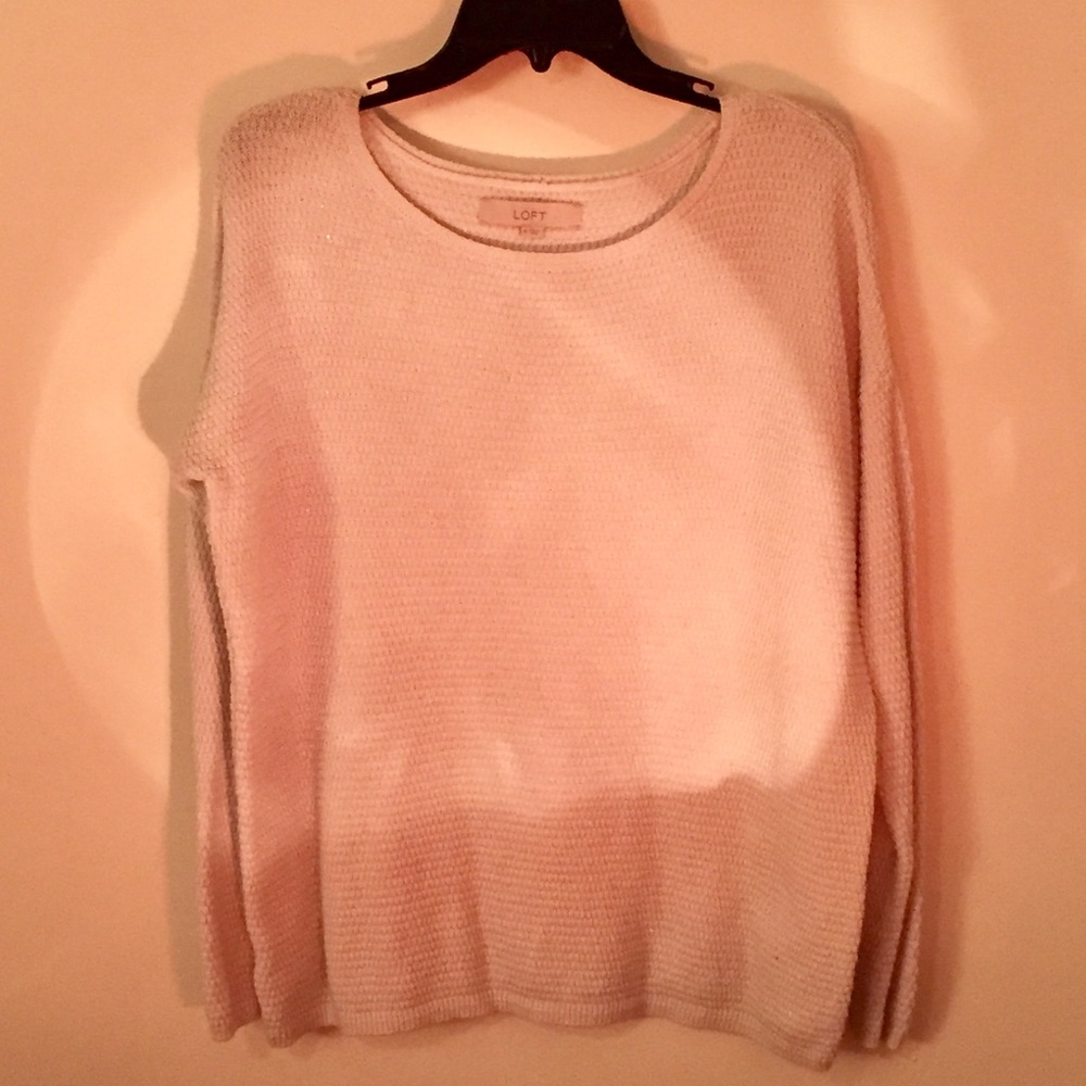 Loft - White shimmer long sleeve sweater