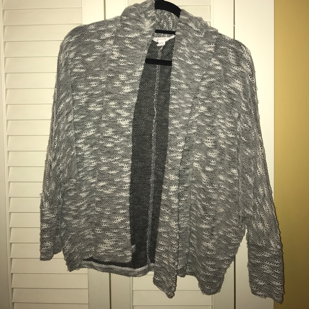 Grey cotton open cardigan