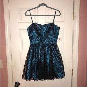 Teal and Black Lace Dress