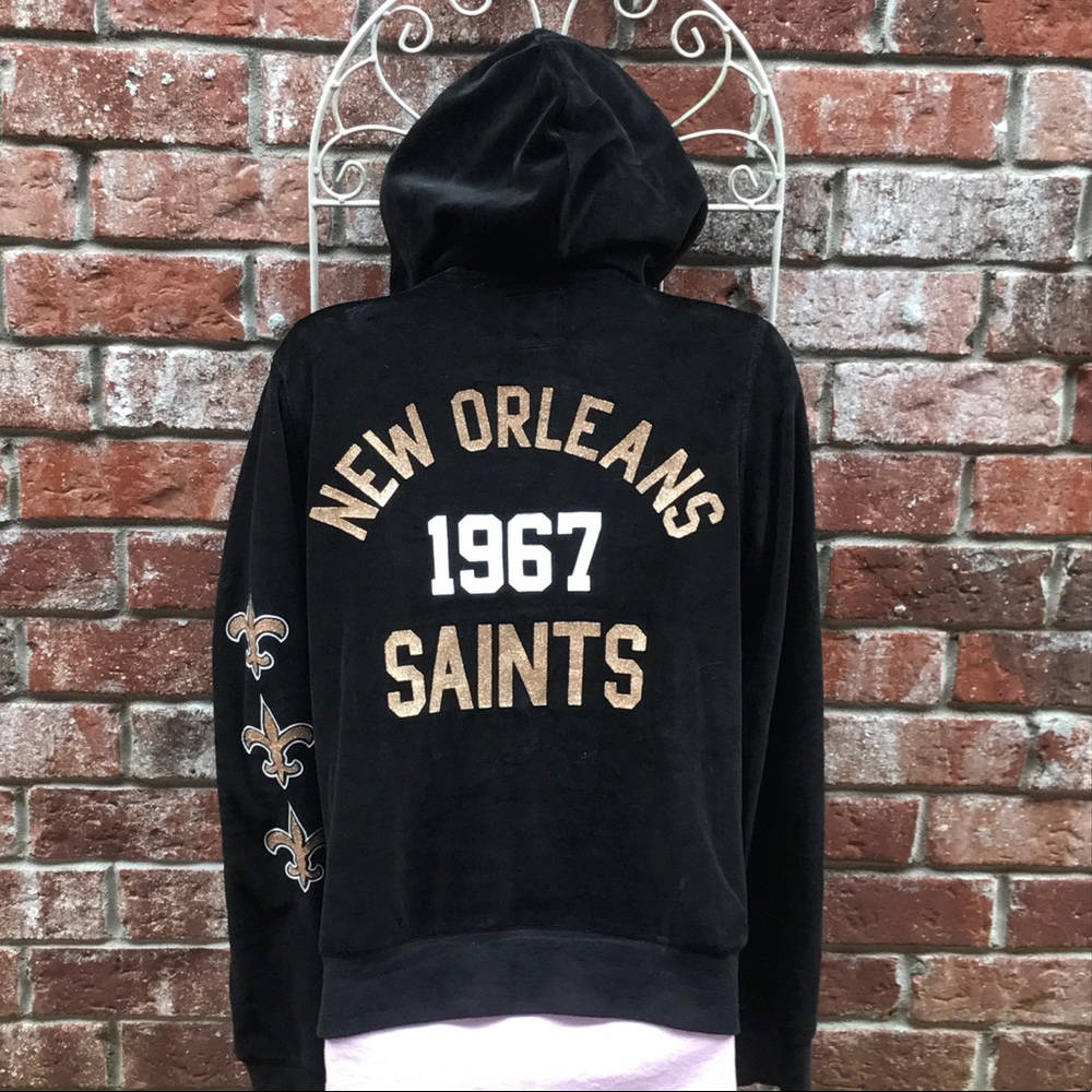 VS Pink NFL New Orleans Saints Black velour Hoodie