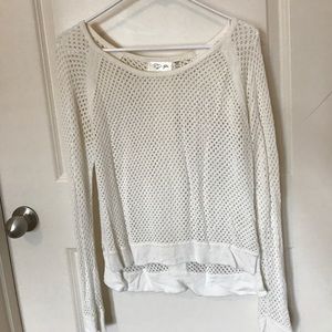 Lightweight White Eyelet/Mesh style sweater