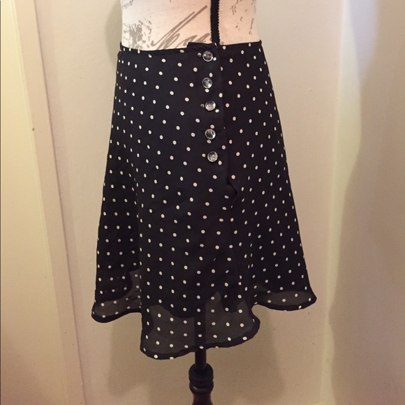 Vintage 90's black white polka dot mini skirt - Picture 2 of 6