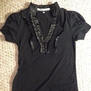 Tom Yom Black Low Cut Blouse