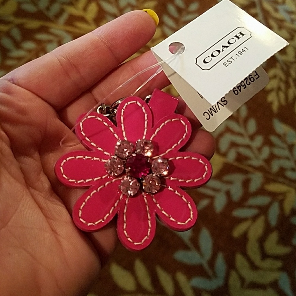 Coach Jeweled Flower Keychain