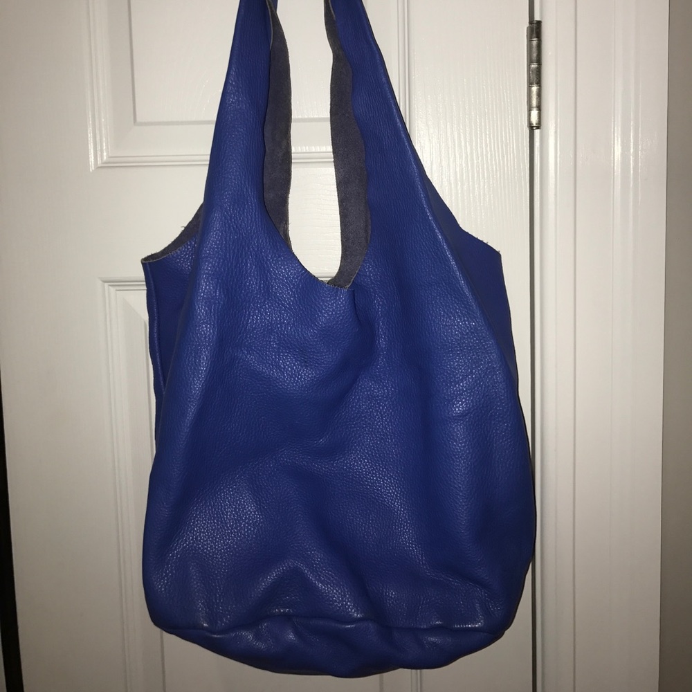 Colbalt Blue Leather Hobo Bag