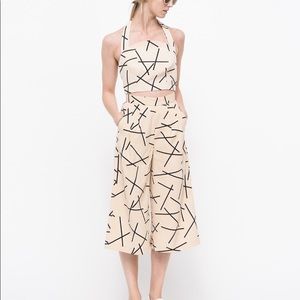 C/MEO COLLECTIVE Geo Beige top and culottes XS