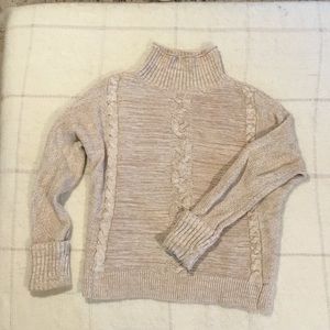 Mock Turtleneck Pullover Cable Knit Sweater
