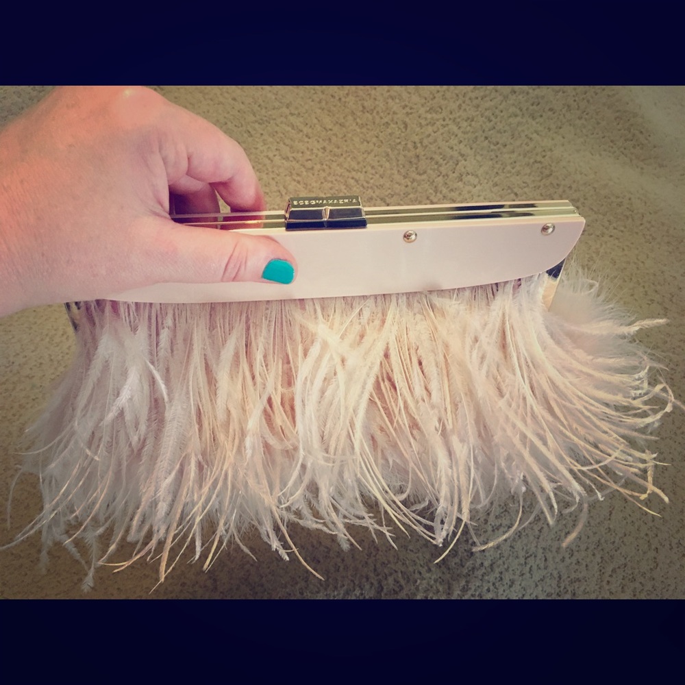 BCBG MAXAZRIA "Portia" 100% Ostrich Feather Clutch