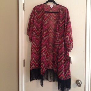 NWT LuLaRoe red/pink Monroe cardigan size large