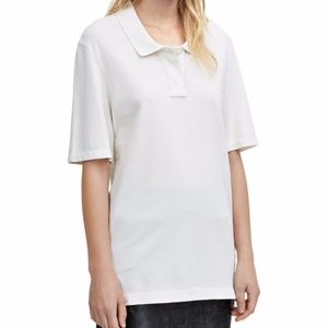 ACNE Teresa Piqué Off-white Short Sleeve Polo Top