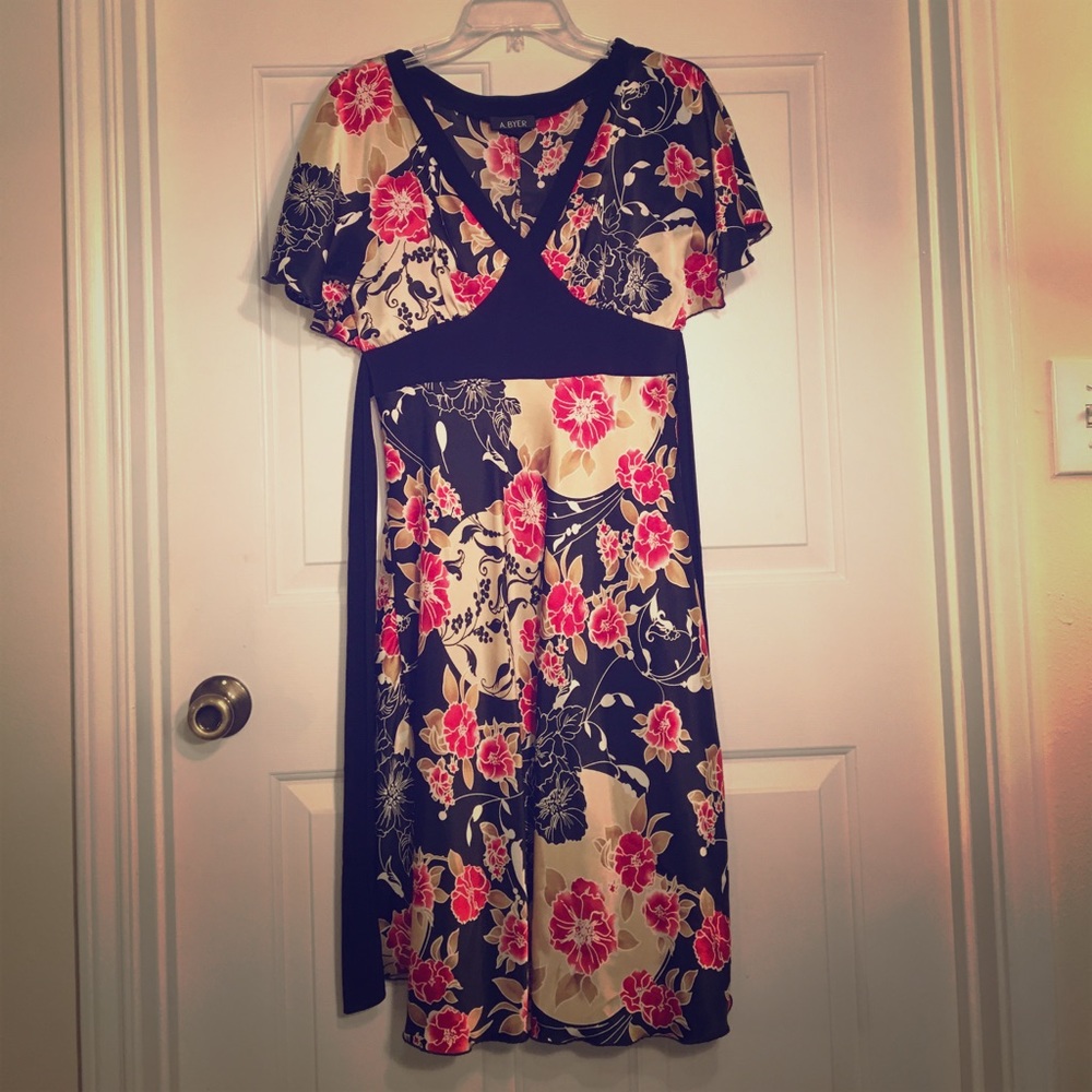 A. BYER Gold, Black and Red semi-formal dress