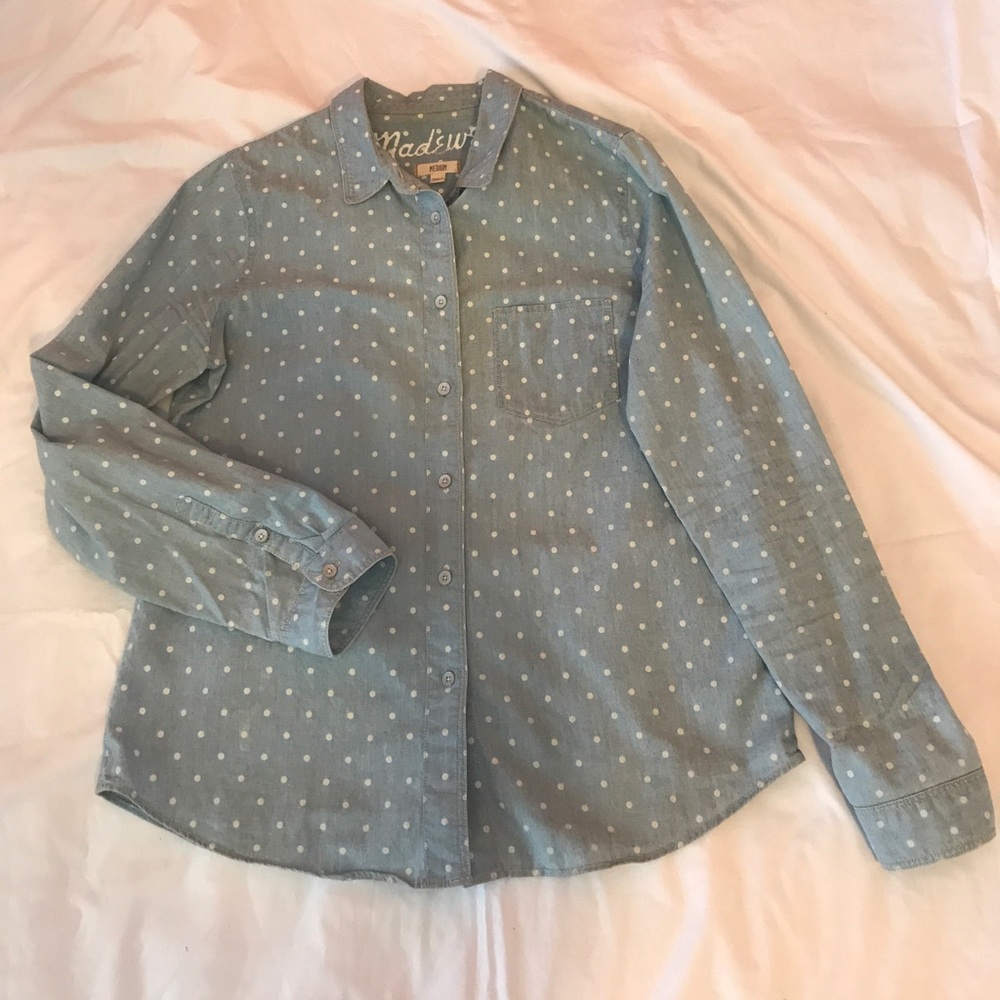 Madewell Polka Dot Chambray Button Down Shirt