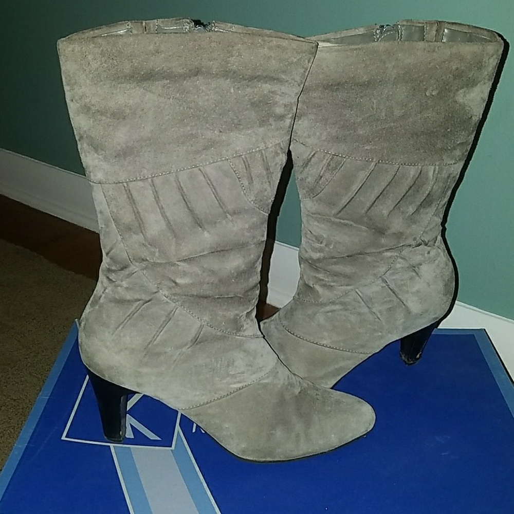 Grey suede boots