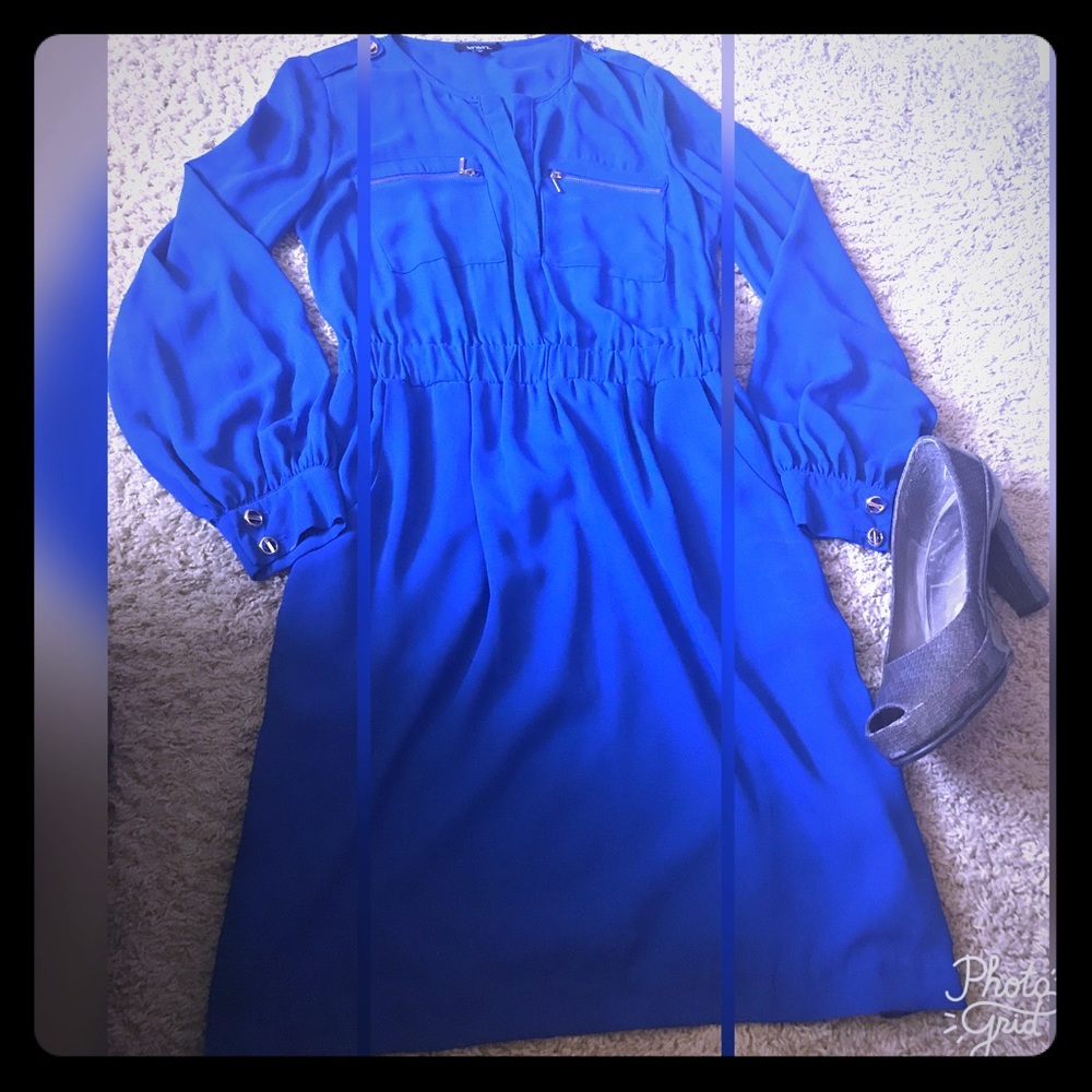 Royal blue shirt dress with pockets!