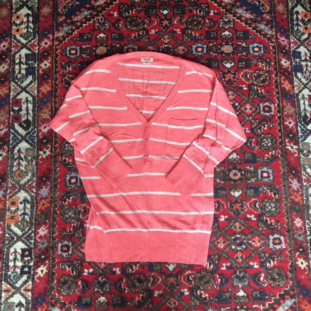 Coral striped sweater! Never worn.
