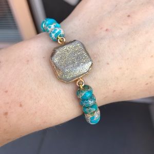 African Turquoise Druzy Beaded Bracelet