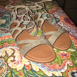 Taupe Crisscross Gladiator Sandals