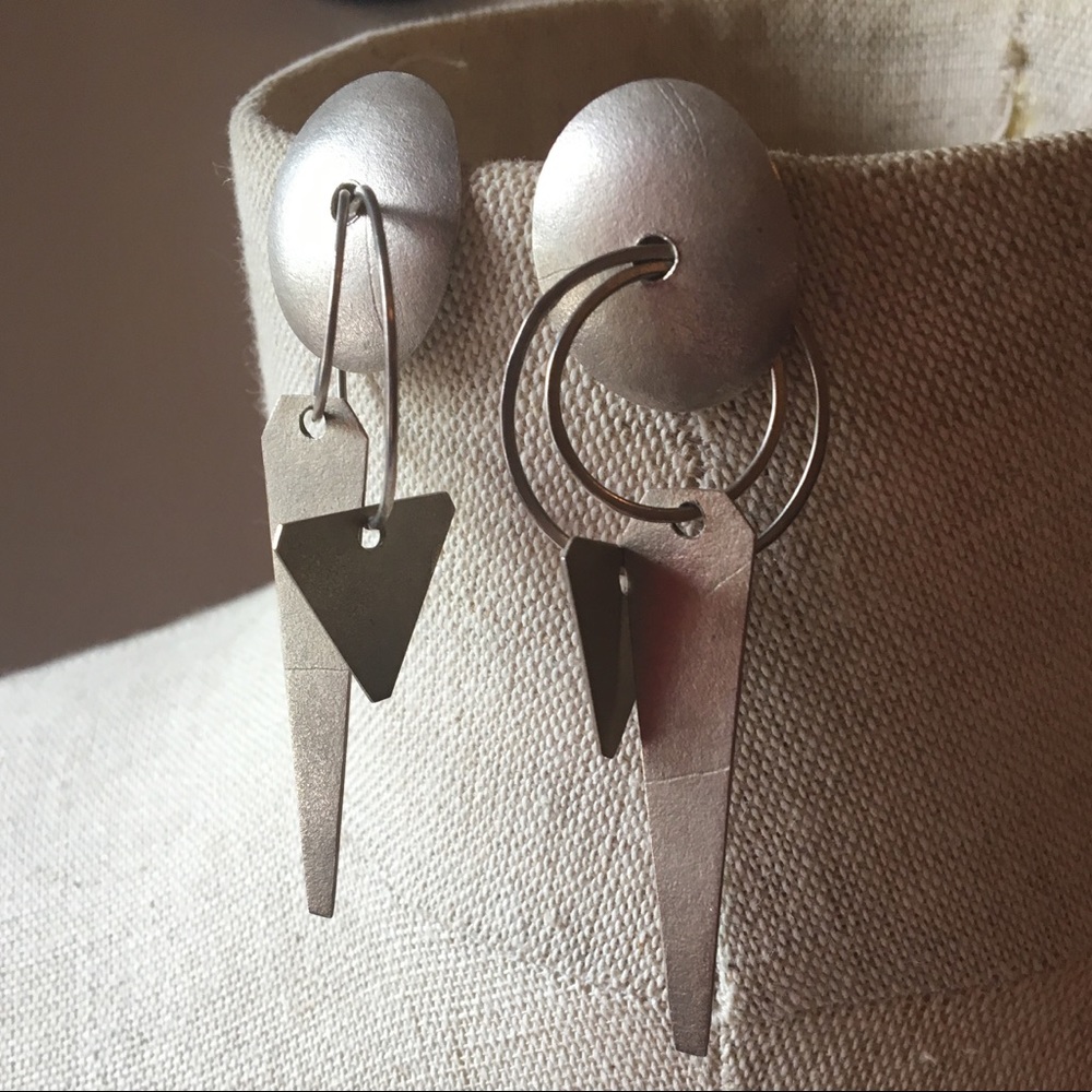 Silver Geometric Artisan Earrings