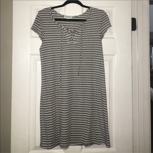 gray/white striped dress