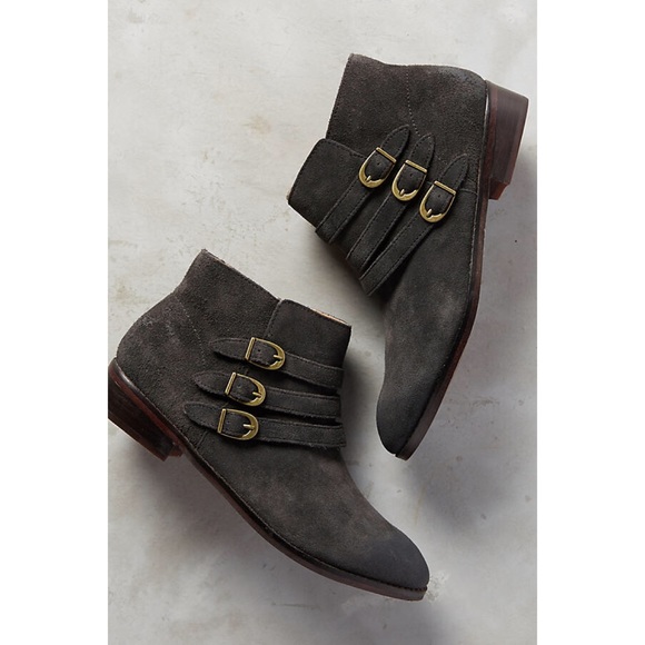 Gray Suede Triple Threat Buckle Low Profile Boots