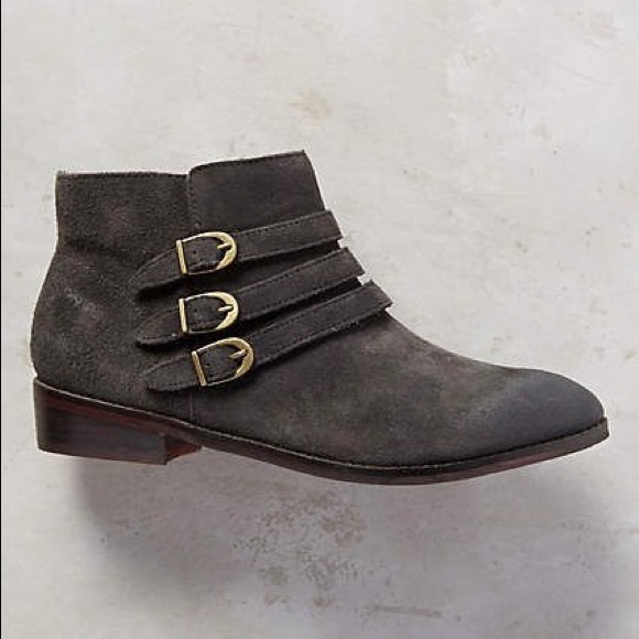 Gray Suede Triple Threat Buckle Low Profile Boots
