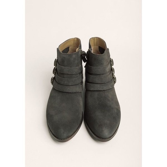 Gray Suede Triple Threat Buckle Low Profile Boots