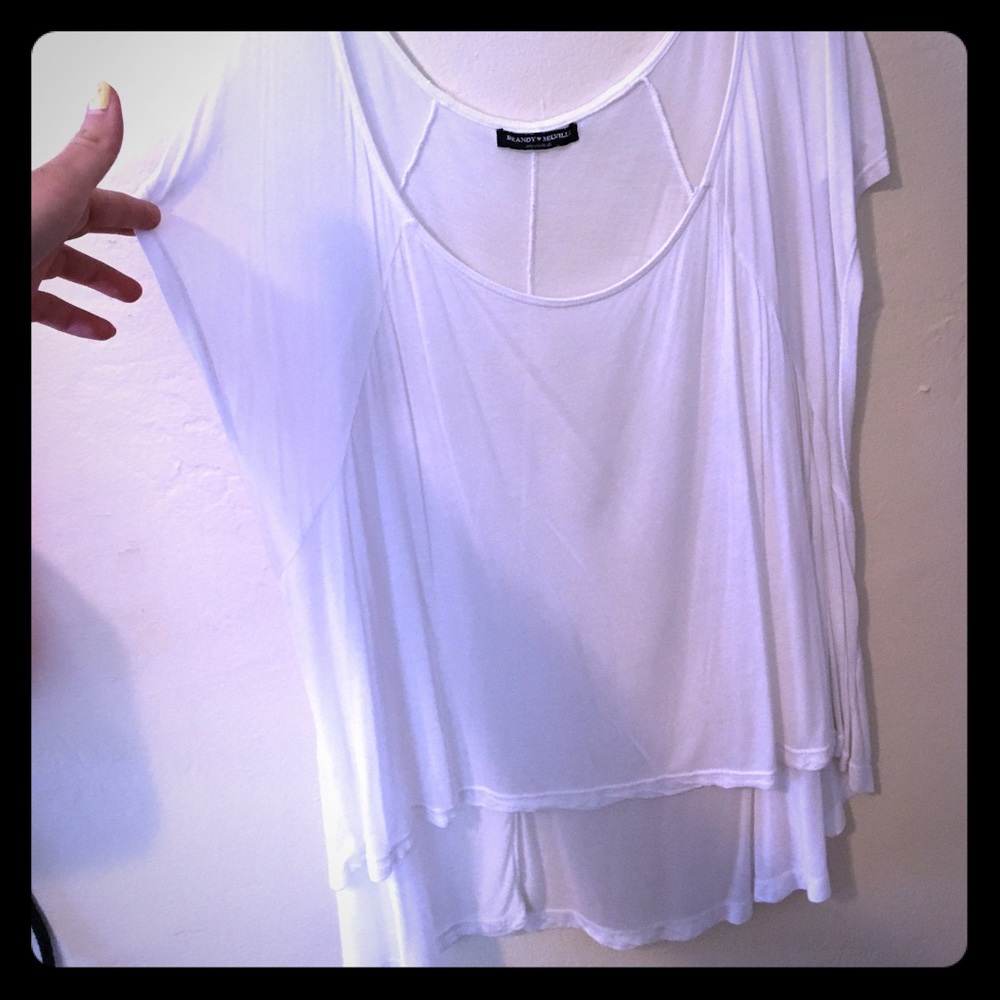 Brandy Melville white flowy shirt