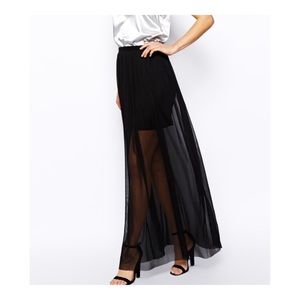 Asos black mini skirt with sheer long layer