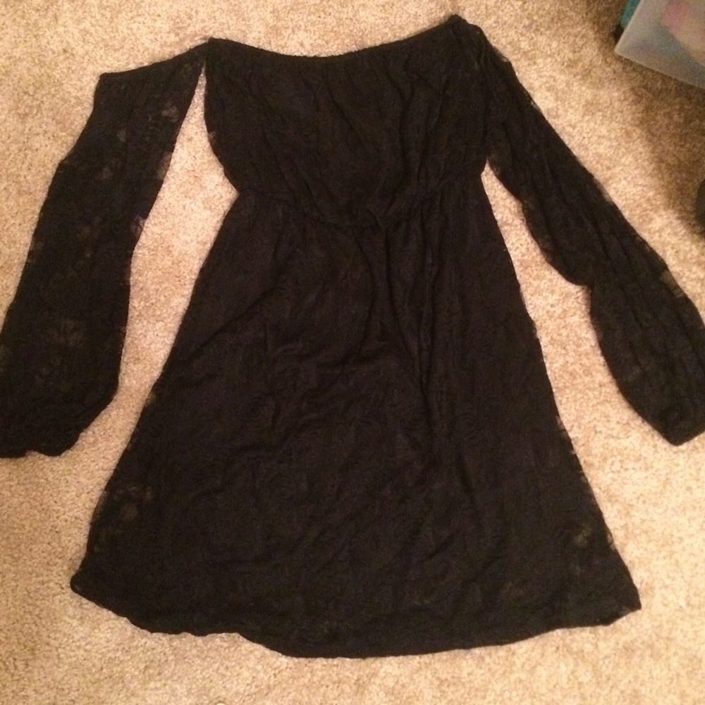 Off the shoulder black lace dress