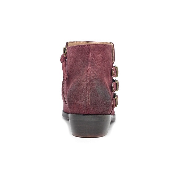 MIB Wine Genuine Suede Triple Buckle Ankle Boots - Picture 7 of 8