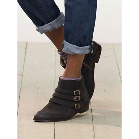 Brown Suede Triple Buckle Chelsea Ankle Booties