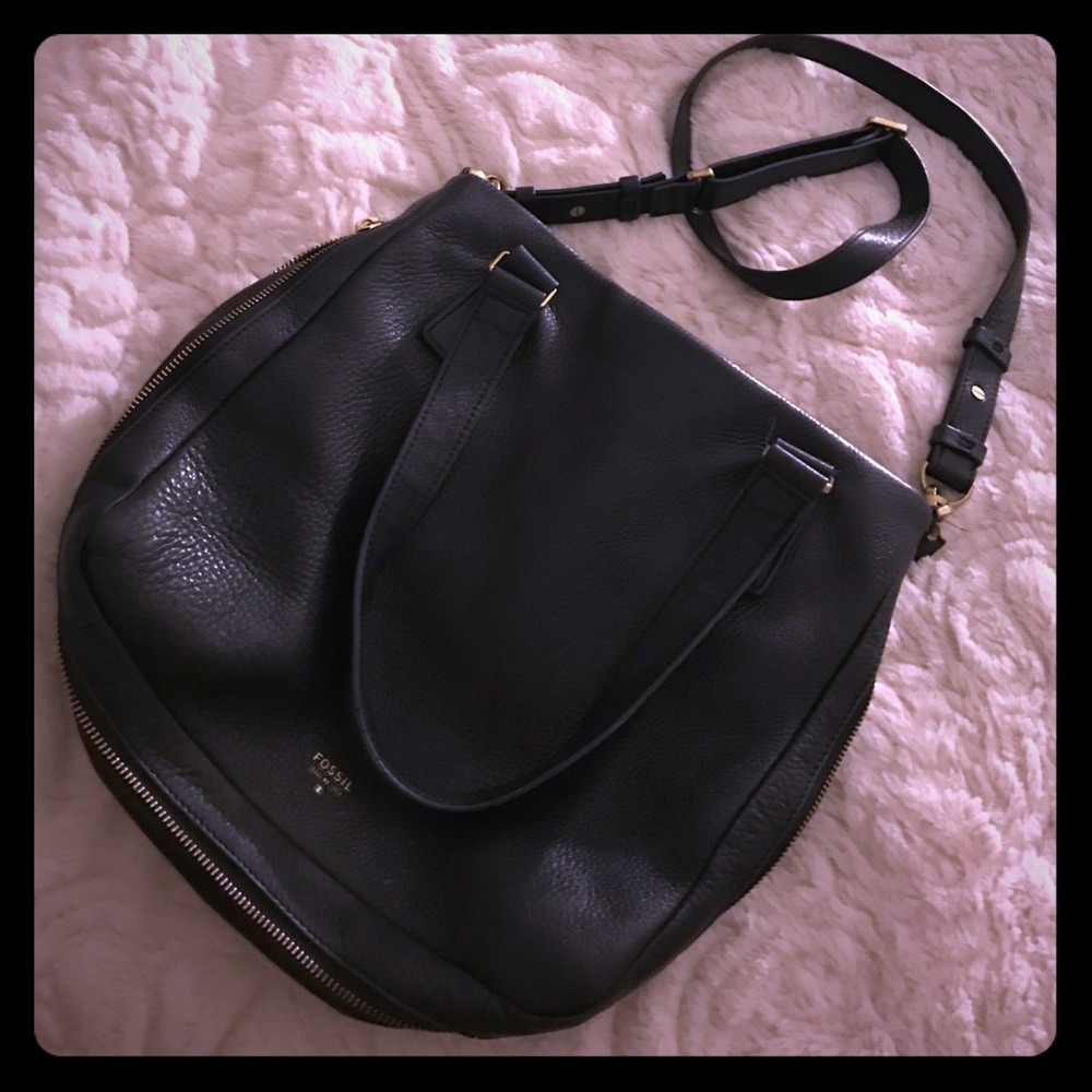 Black fossil crossbody