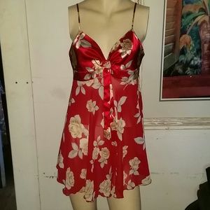 Victoria's Secret Red Floral Lingere Teddie Size S