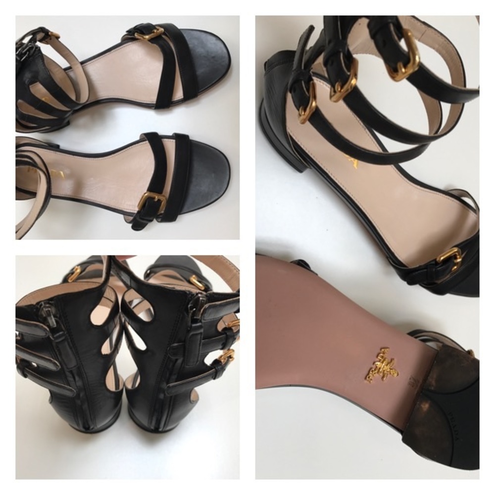 Prada Black Cage Sandals Size 37